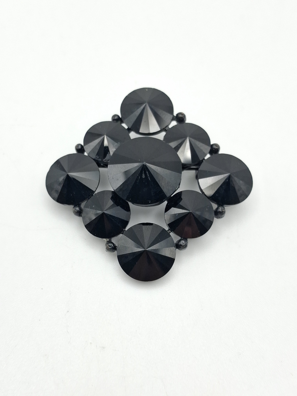 Black Faceted Crystal Cluster Brooch - Women's Accessory